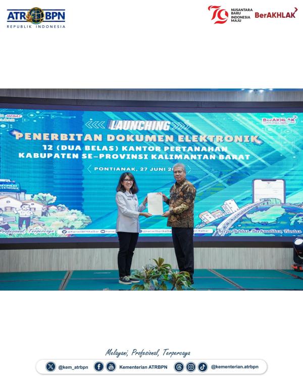 Sekjen Kementerian ATR/BPN Resmikan Implementasi Layanan Sertipikat Elektronik d...